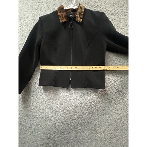 Vintage Positive Attitude Blazer Womens 12 Black Animal Print Detachable Collar - Picture 9 of 12
